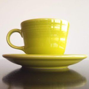 HLC Co Fiestaware "Lemongrass" Mug + Saucer